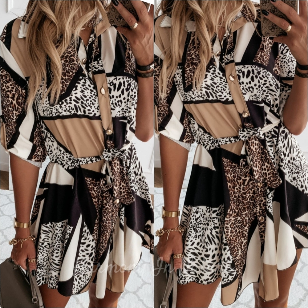 Tie It Wild Mini Dress - Multiprint